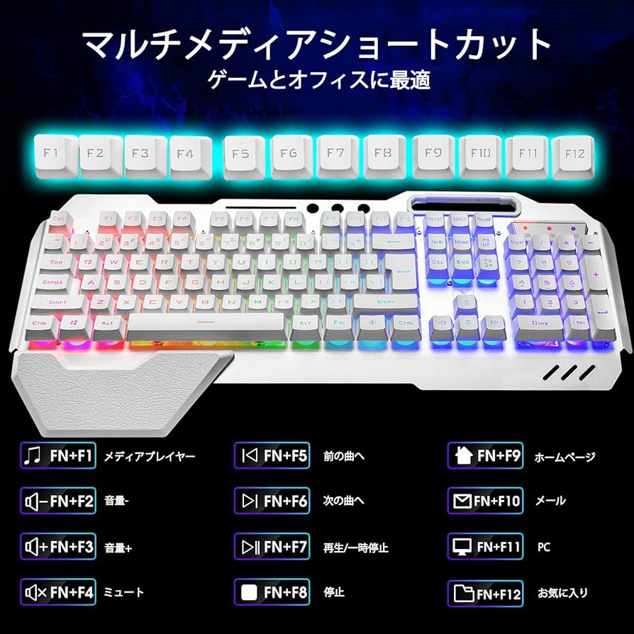 Amazon | ゲーミングキーボードマウスセット、リンボーLEDバック